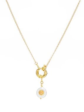 Capricorn Zodiac Pearl Charm Necklace - 24k gold plating & freshwater pearl 0893